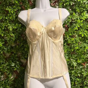 Vintage Elomi Cream Satin Corset Bra